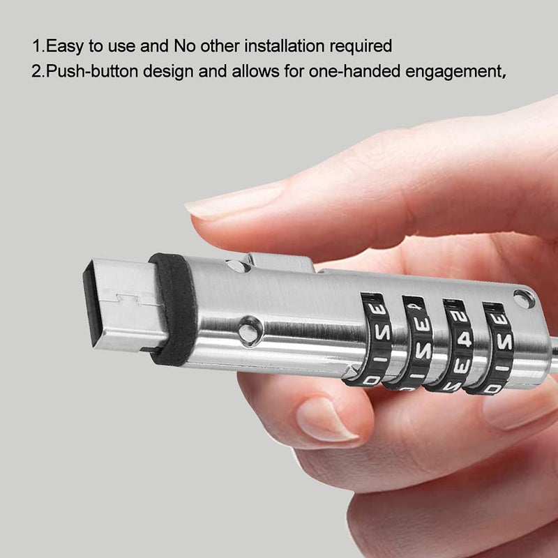 PUSOKEI Laptop Cable Locks Combination Cable Lock 4 Digital Password Security Anti Theft Lock for USB Devices Equipment Notebook Computer - Image 4